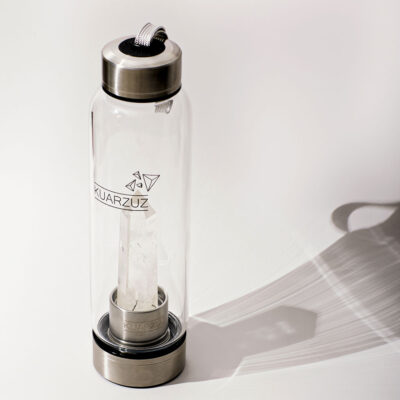 Botella con cuarzo Cristal – Positivismo, serenidad y suerte – Kuarzuz