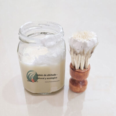Kit Jabón de afeitado sólido grande + Brocha – hombre y mujer – natural y ecológico – 125g