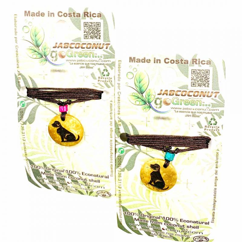 Collar de cascara de coco – 3 diseños Perro, Gato, Pájaro – Jabcoconut