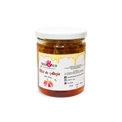 Miel de Abeja Pura con Panal de origen Multifloral  – Envase de vidrio 377g