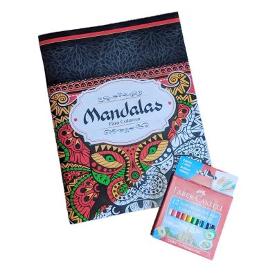 Libro Mandalas 48 páginas para colorear más 12 unidades Faber-Castell Ecolápices de colores