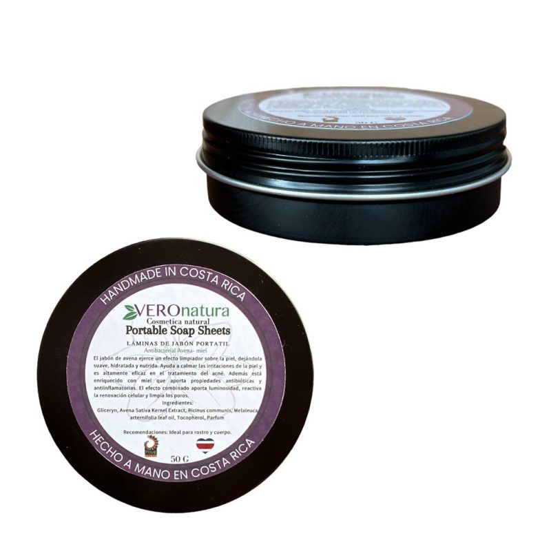 Láminas de jabón portable antibacterial – avena-miel – 50 g – VeroNatura