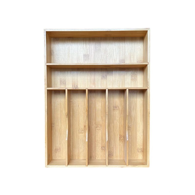 Organizador de cubiertos de bambú 43cm con divisiones ajustables – BambuLuz